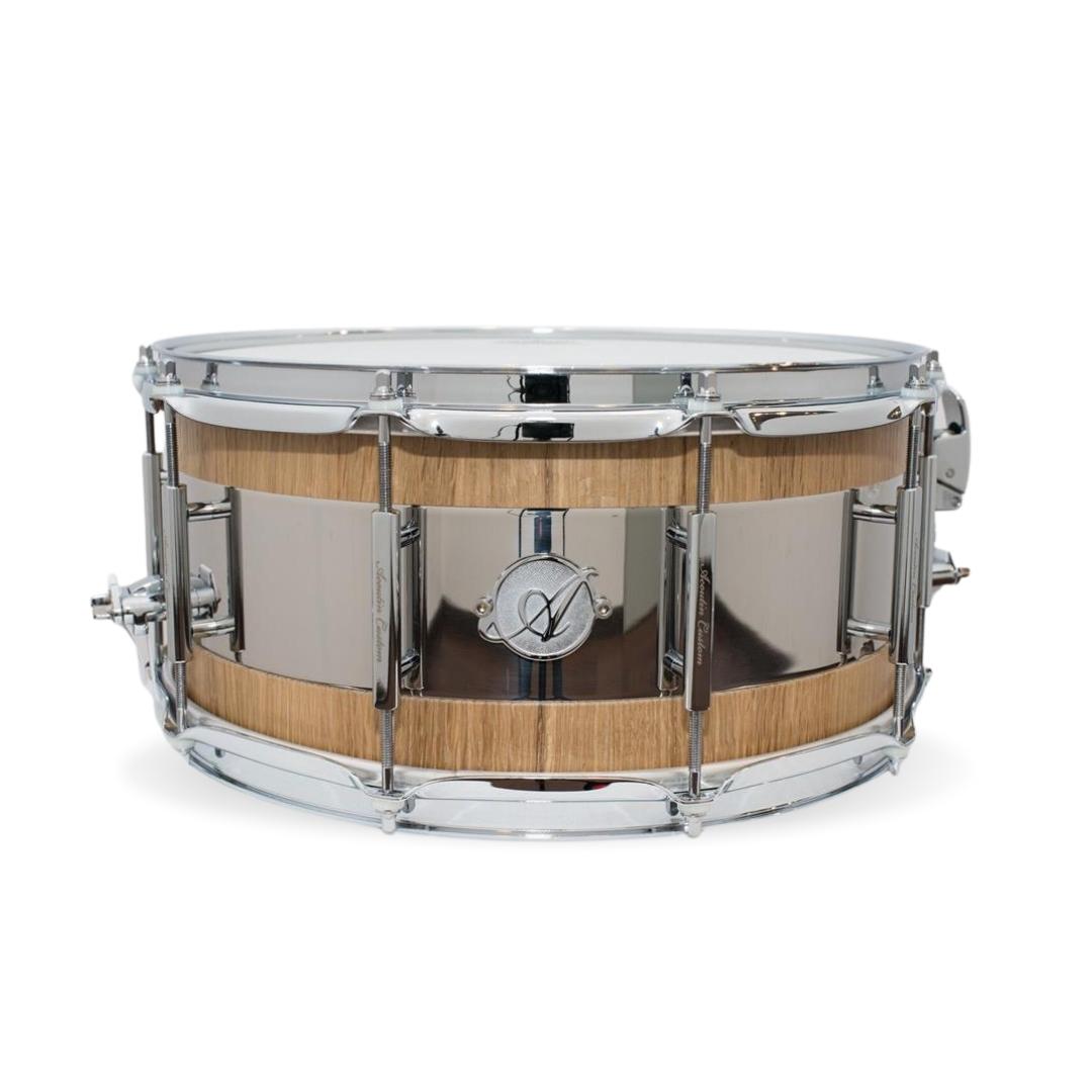 Acoutin Custom Leonova 6.5x14 Solid Stave Quartersawn Oak / Polished Stainless
