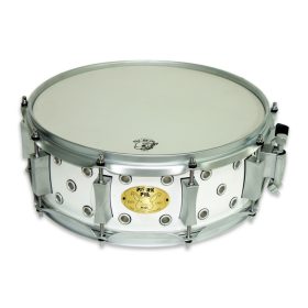 Pork Pie Snare Drum Little Squealer Vented White Satin w.Satin Chrome HDW 5x14