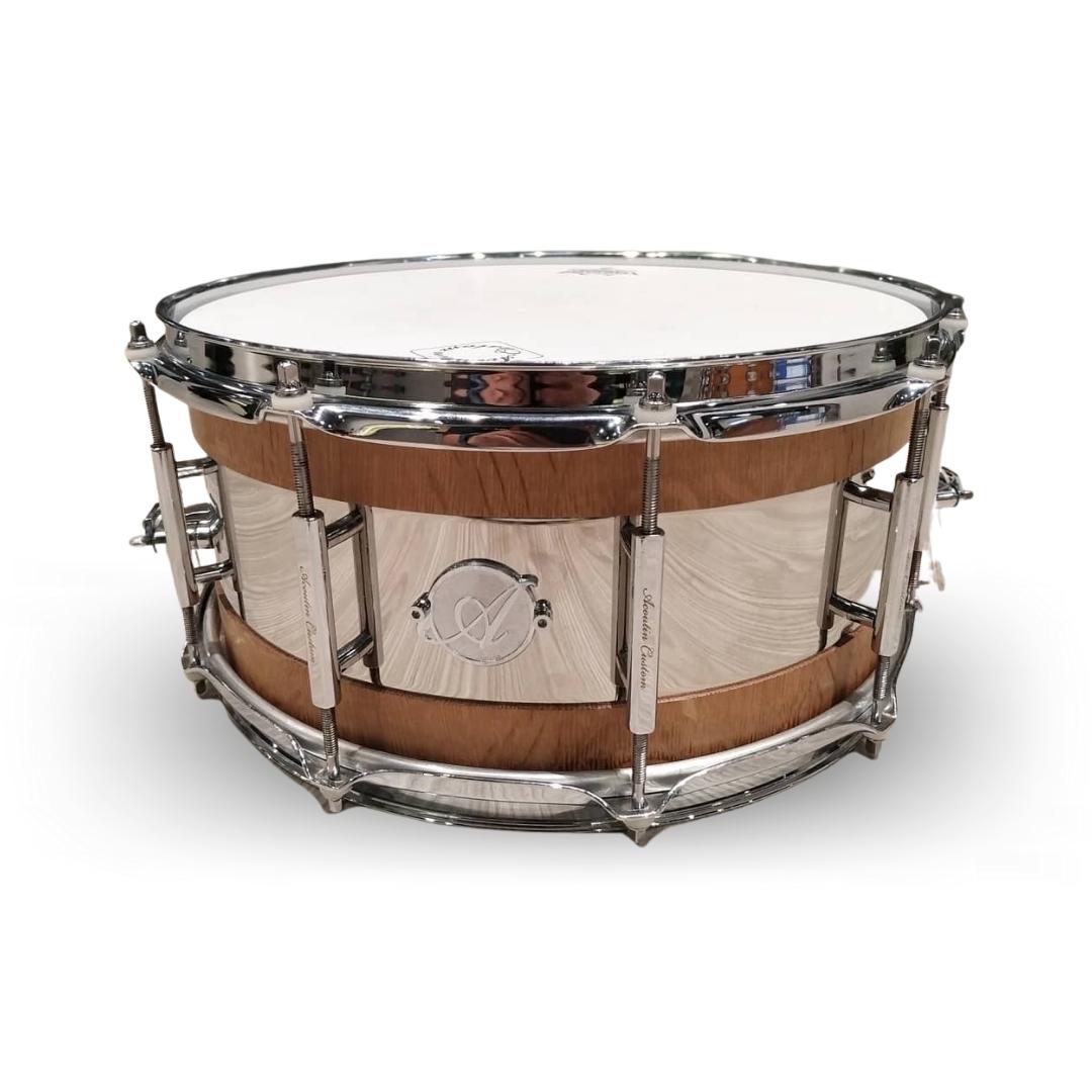 Acoutin Custom Leonova 6.5x14 Solid Stave Quartersawn Oak / Polished Stainless - Gambar 3