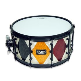 SJC Snare Drum Aged white pearl / Diamond glitter stripes