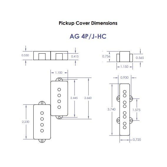 Aguilar AG 4P/J-HC 4-string P/J Pickup Set - Hum-Canceling - Gambar 3