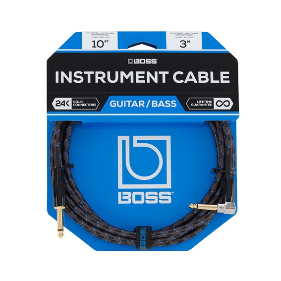 Boss BIC-10A Straight to Right Angle Instrument Cable - 10 foot/3 Meter