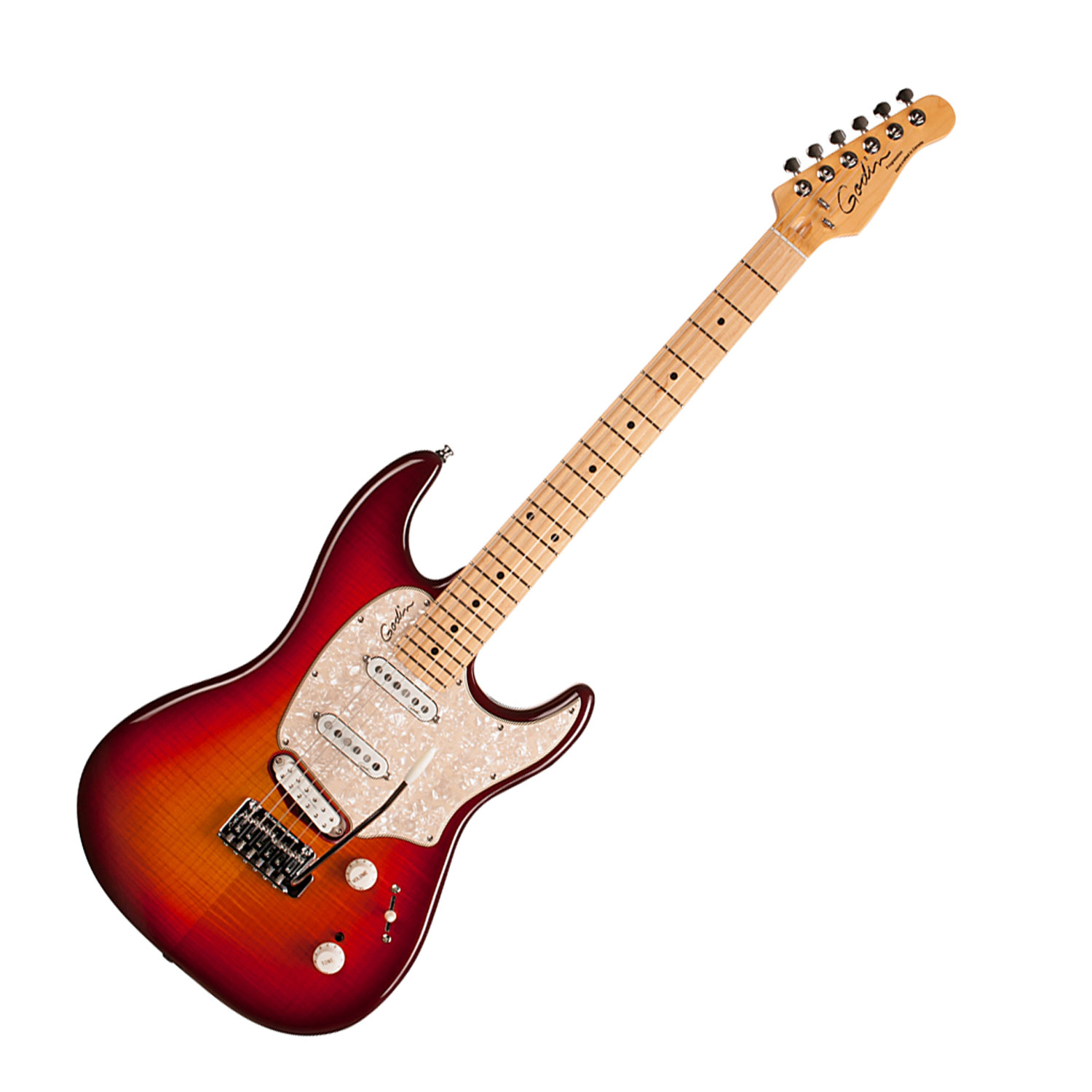Godin Progression Plus Cherry Burst Flame MN
