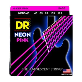 DR Strings, K3 Neon Hi-Def Pink Bass, NPB5-45 (45-125)
