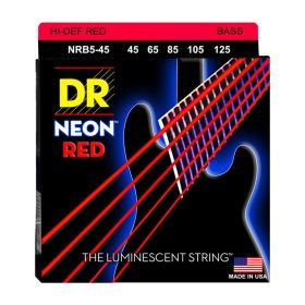 DR Strings, K3 Neon Hi-Def Red Bass, NRB5-45 (45-125)