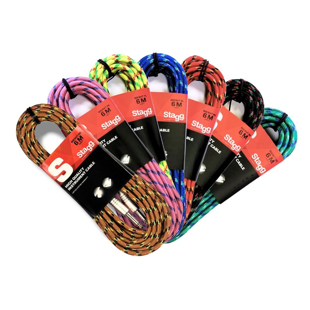 Stagg Cable SGC6VT-RD Vintage Tweed Instrument Cable 6M/20FT - Red - Gambar 4