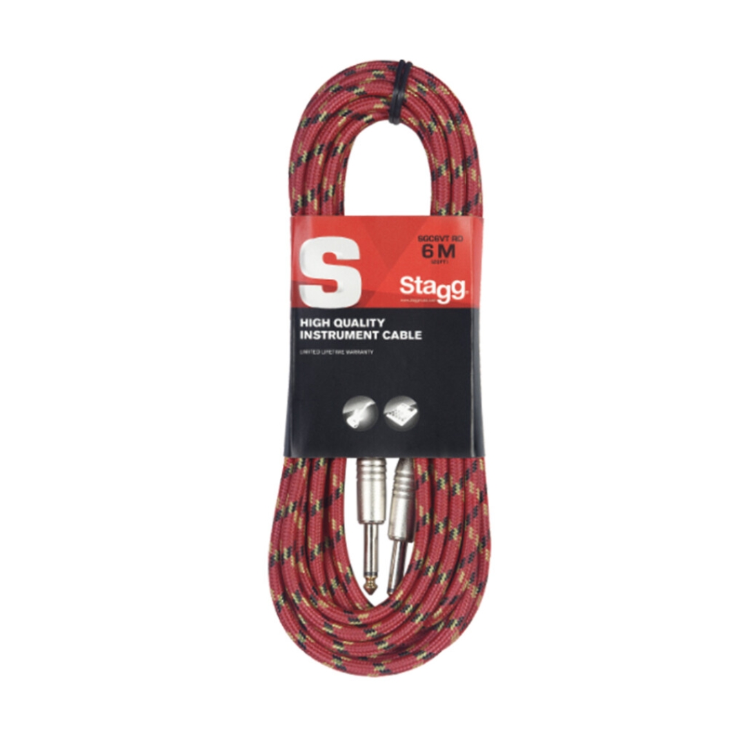 Stagg Cable SGC6VT-RD Vintage Tweed Instrument Cable 6M/20FT - Red