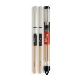 Stagg SBRU-10WN, Nylon Brushes Extra Dynamic with Wood Handle Stick