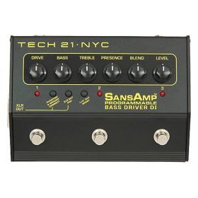 Tech 21 PBDR, SanAmp Programable Bass Driver DI, Preamp / EQ / DI Box Pedal for Bass Guitar