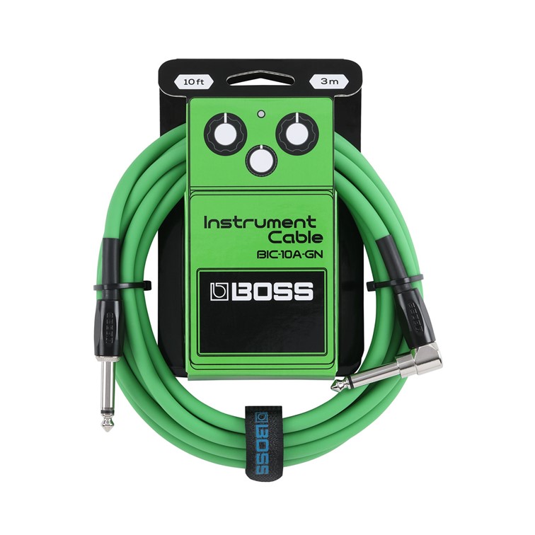 Boss BIC-10A Straight to Right Angle Instrument Cable - 10 foot/3M - Green