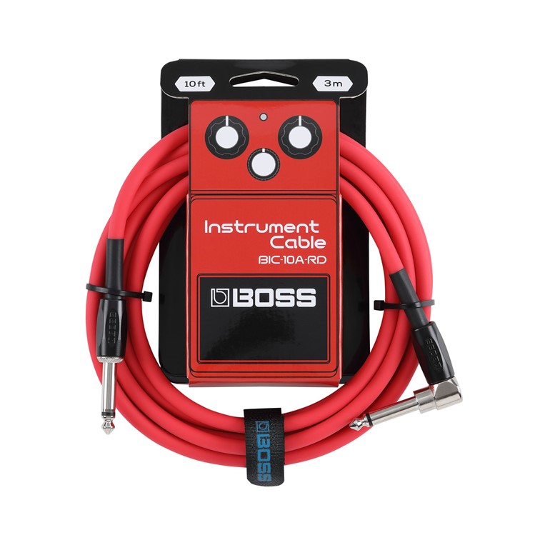 Boss BIC-10A Straight to Right Angle Instrument Cable - 10 foot/3M - Red