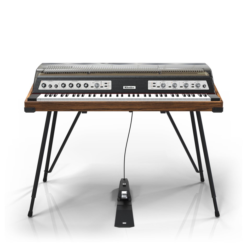 Rhodes MK8 in Smoked Transparent Hood Walnut Shell Black Panel FX with Stand and MIDI